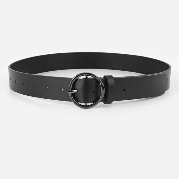 Luxe Vegan leather Circle Buckle Belt - Picture 3 of 12